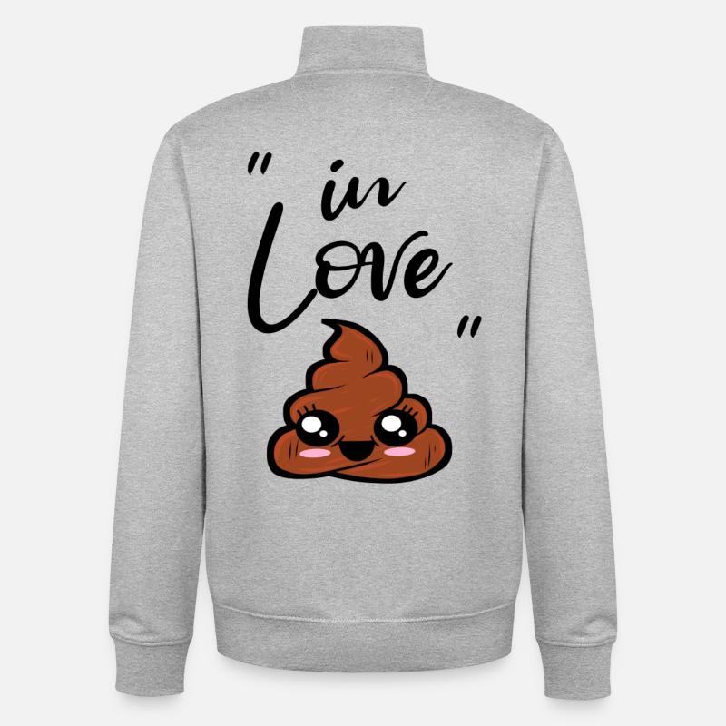 caca kawaii - Sweat zippé unisexe en coton bio Stanley/Stella - gris chiné