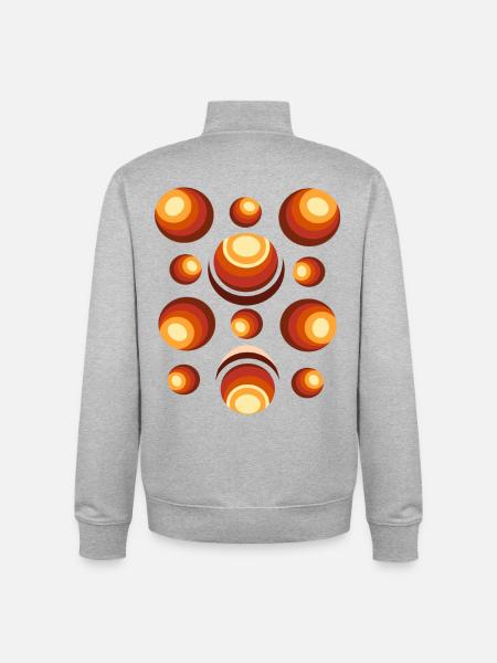 Retro Circle Pattern 70s Crescent - Unisex Organic Zip Sweatshirt by Stanley/Stella - heather grey