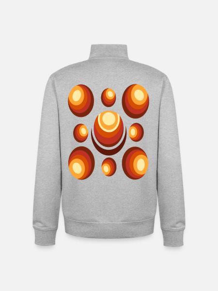 Halbmond Retro Kreismuster - Unisex Organic Zip Sweatshirt von Stanley/Stella - Grau meliert