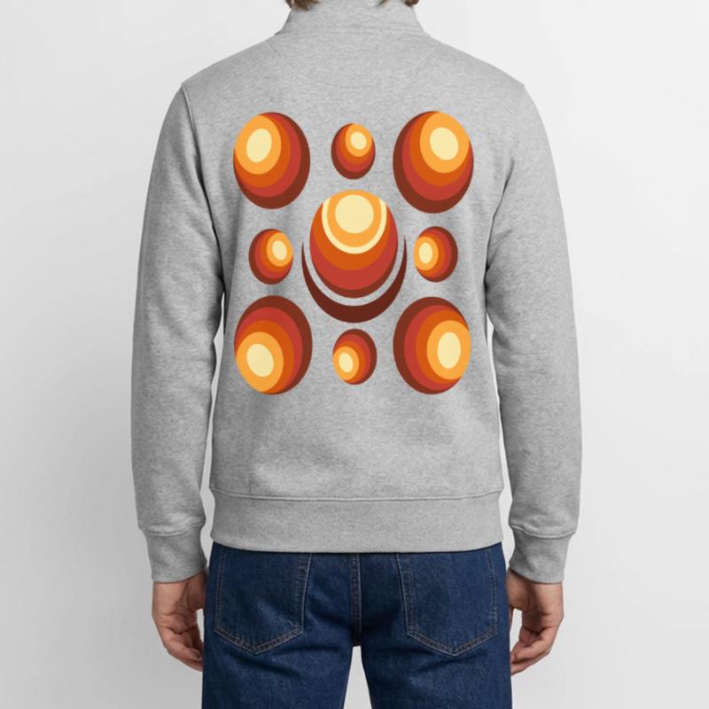 70s Wallpaper Pattern Retro Circle Pattern Sweat zippé unisexe en coton bio Stanley/Stella