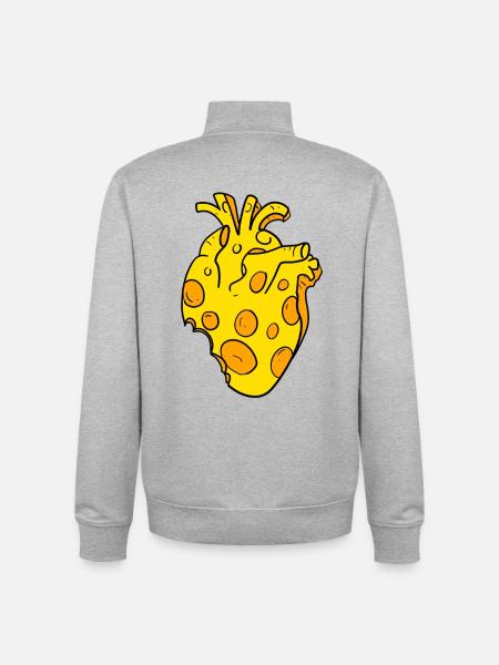 Cheese Heart - Unisex Organic Zip Sweatshirt by Stanley/Stella - heather grey