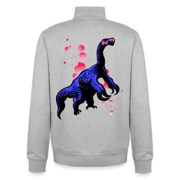 Therizinosaurus mit cooler Sonnenbrille - Unisex Organic Zip Sweatshirt von Stanley/Stella - Grau meliert - Hinten - AI Model Male 185 light (185cm)