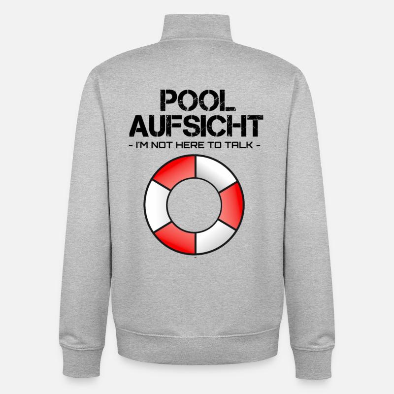 Pool Aufsicht mit Rettungsring - Unisex Organic Zip Sweatshirt von Stanley/Stella - Grau meliert