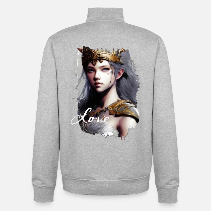 Valkyrie Amazon Warrior Fine Art - Unisex Organic Zip Sweatshirt by Stanley/Stella - heather grey