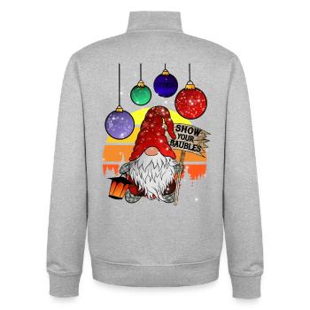Weihnachts Wichtel mit Christbaum Kugeln - Unisex Organic Zip Sweatshirt von Stanley/Stella - Grau meliert - Hinten - AI Model Male 185 light (185cm)