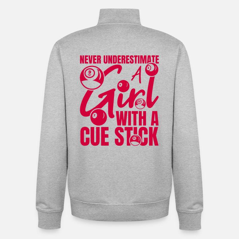 Filles de billard - Sweat zippé unisexe en coton bio Stanley/Stella - gris chiné