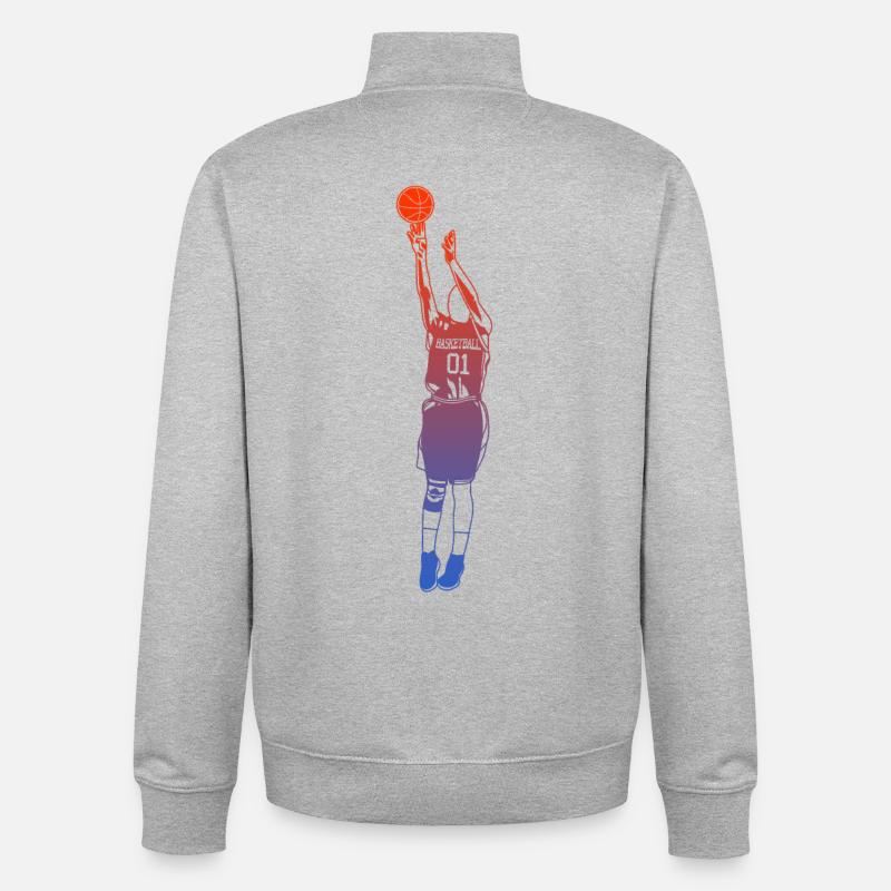 Dunk de basket-ball - Sweat zippé unisexe en coton bio Stanley/Stella - gris chiné