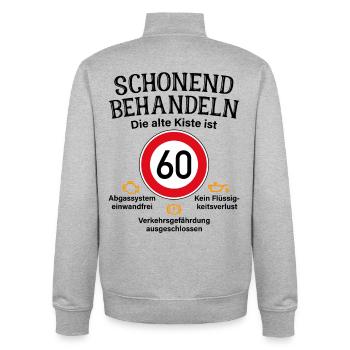 60. Geburtstag Schonend Behandeln Alte Kiste 60 - Unisex Organic Zip Sweatshirt von Stanley/Stella - Grau meliert - Hinten - AI Model Male 185 light (185cm)