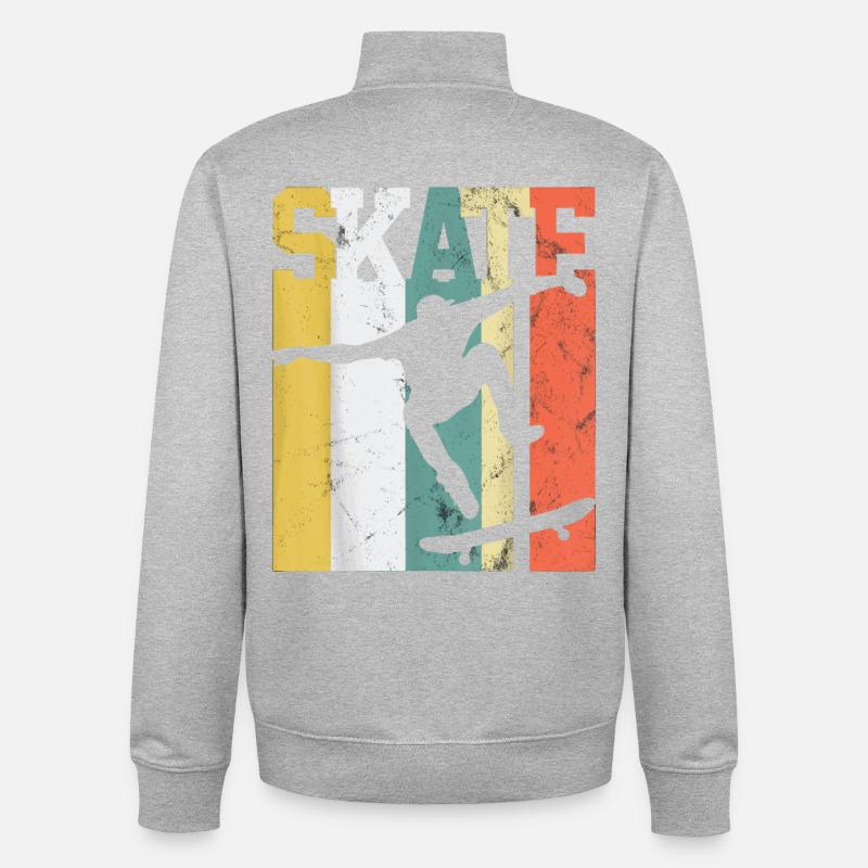 Skate Skateboarder Gift Skateboard Retro - Unisex Organic Zip Sweatshirt von Stanley/Stella - Grau meliert