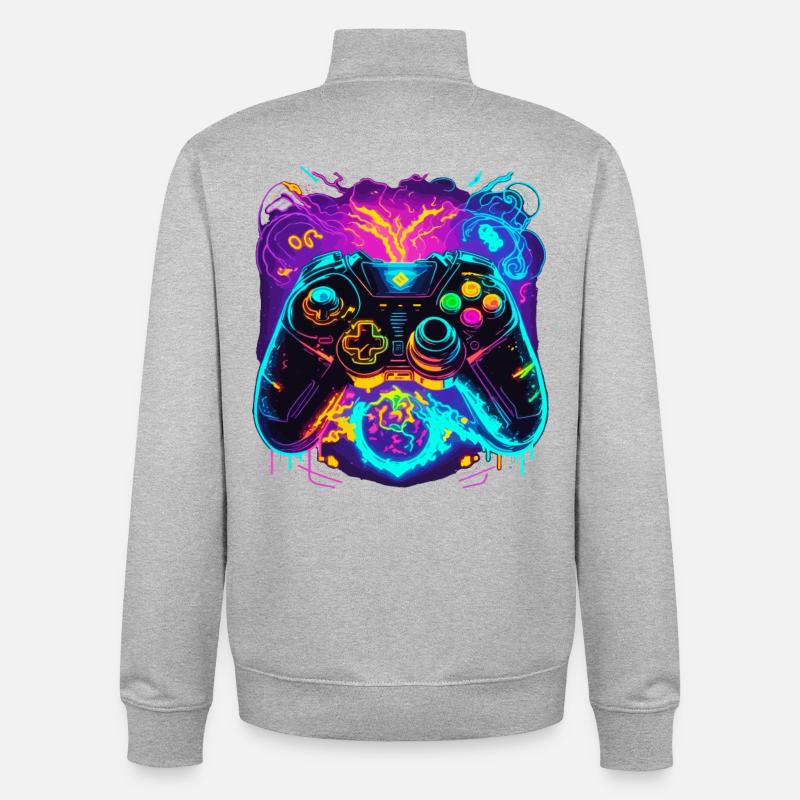 Power Graffiti Gaming Controller - Unisex Organic Zip Sweatshirt by Stanley/Stella - heather grey
