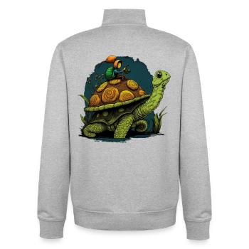 Snail can be taken away by turtle - Unisex Organic Zip Sweatshirt by Stanley/Stella - heather grey - Back - AI Model Male 185 light (185cm)