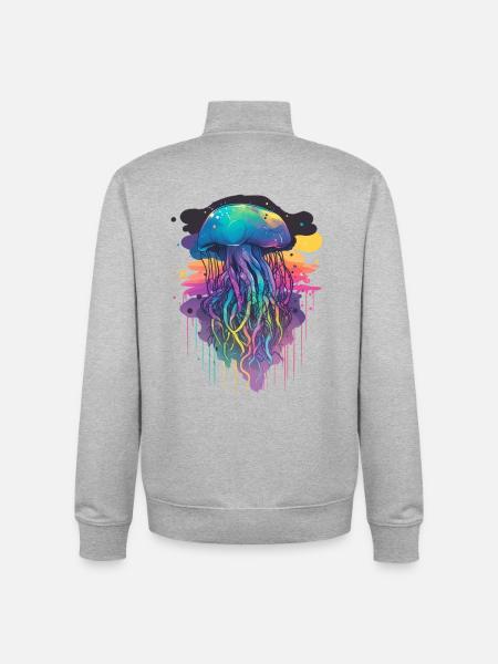 Grosse bunte Qualle - Unisex Organic Zip Sweatshirt von Stanley/Stella - Grau meliert