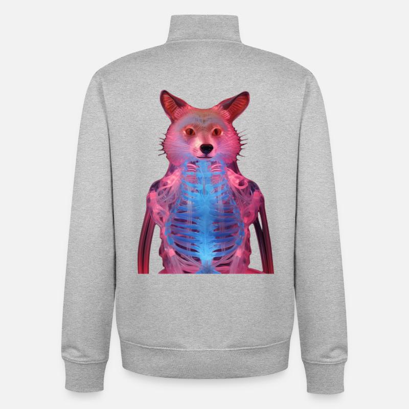 Glowing fox with neon effect - Unisex Organic Zip Sweatshirt by Stanley/Stella - heather grey
