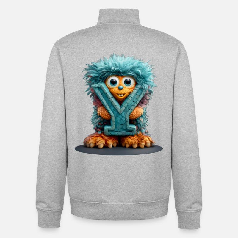 Monster und mit blauer Schrift - Unisex Organic Zip Sweatshirt von Stanley/Stella - Grau meliert