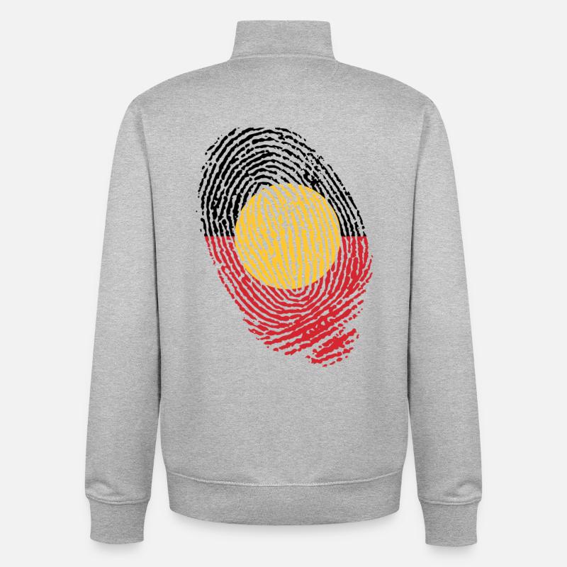 Empreintes digitales aborigènes d’Australie - Sweat zippé unisexe en coton bio Stanley/Stella - gris chiné