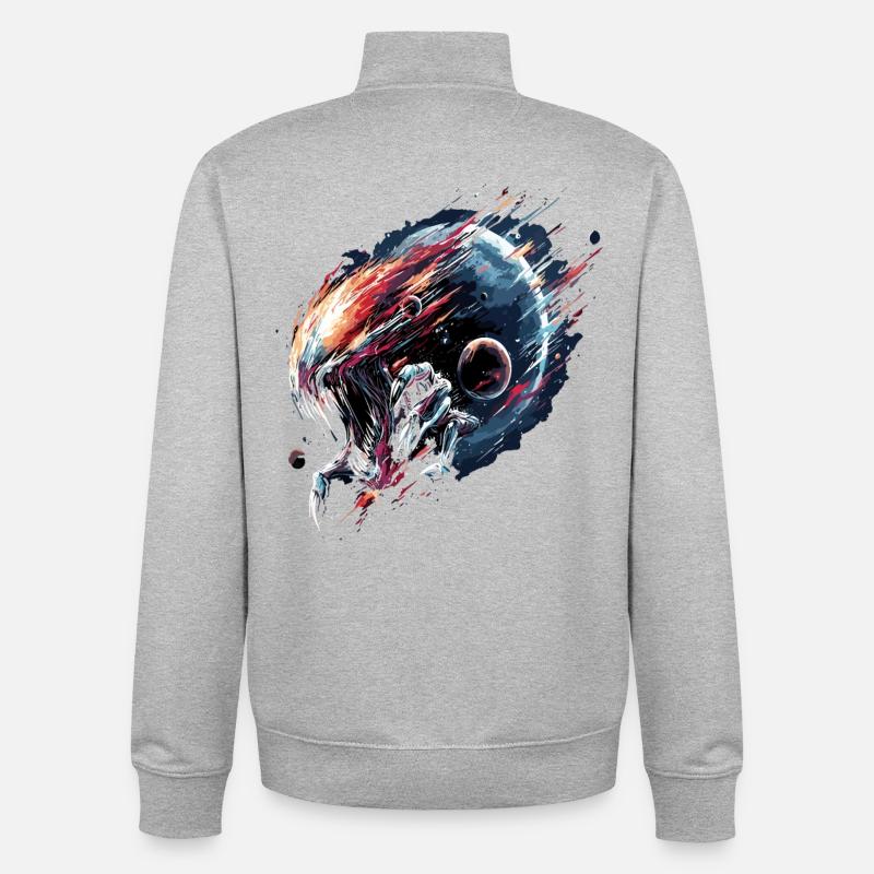 Alien Creature Planète Science-fiction - Sweat zippé unisexe en coton bio Stanley/Stella - gris chiné
