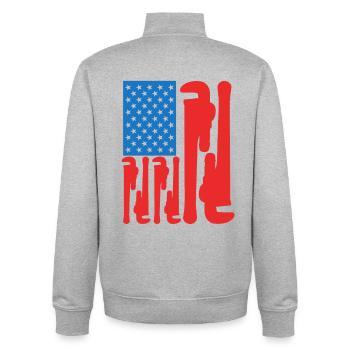 4th of July USA Plumber - Unisex Organic Zip Sweatshirt by Stanley/Stella - heather grey - Back - AI Model Male 185 light (185cm)