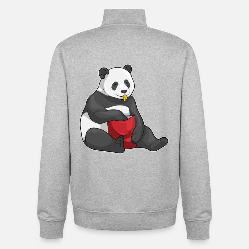 Panda Potato Chips - Unisex Organic Zip Sweatshirt by Stanley/Stella - heather grey