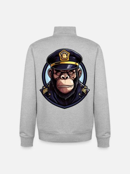 Monkey Police - Unisex Organic Zip Sweatshirt by Stanley/Stella - heather grey