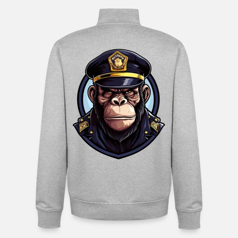 Affen Polizei - Unisex Organic Zip Sweatshirt von Stanley/Stella - Grau meliert