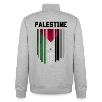 Drapeau de la Palestine, fierté palestinienne - Sweat zippé unisexe en coton bio Stanley/Stella - gris chiné - Dos - AI Model Male 185 light (185cm)