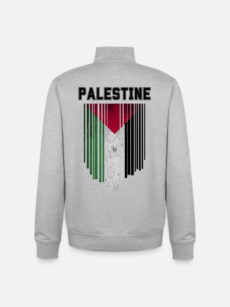 Flag of Palestine, Palestinian pride - Unisex Organic Zip Sweatshirt by Stanley/Stella - heather grey