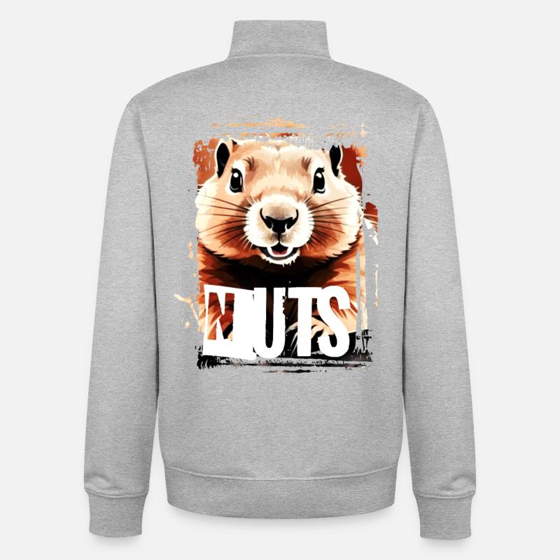 Squirrel Nuts Nuts Nuts - Unisex Organic Zip Sweatshirt by Stanley/Stella - heather grey