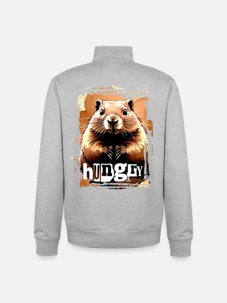 Hungry rodent - Unisex Organic Zip Sweatshirt by Stanley/Stella - heather grey
