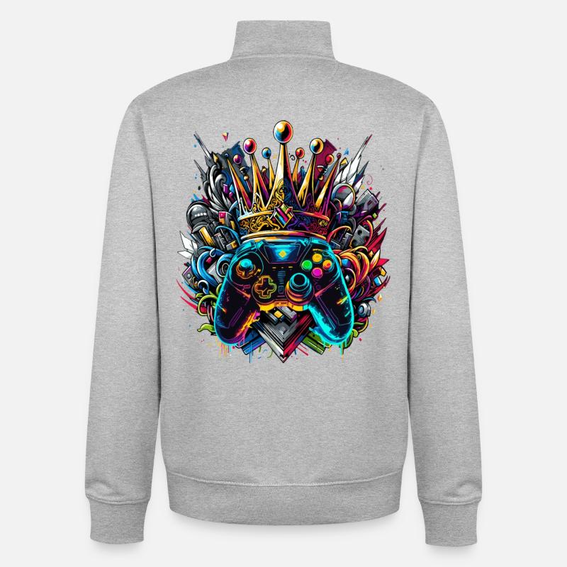 Königlicher Graffiti Gaming Controller - Unisex Organic Zip Sweatshirt von Stanley/Stella - Grau meliert