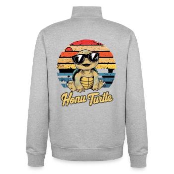 Honu Turtle Hawaii Longneck Reptile - Unisex Organic Zip Sweatshirt by Stanley/Stella - heather grey - Back - AI Model Male 185 light (185cm)