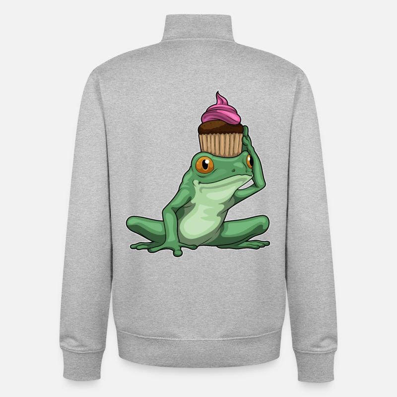 Muffin grenouille - Sweat zippé unisexe en coton bio Stanley/Stella - gris chiné