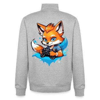Gamer Clever Gaming Fox - Unisex Organic Zip Sweatshirt by Stanley/Stella - heather grey - Back - AI Model Male 185 light (185cm)