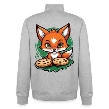 Foxy Chocolate Treats - Unisex Organic Zip Sweatshirt von Stanley/Stella - Grau meliert - Hinten - AI Model Male 185 light (185cm)