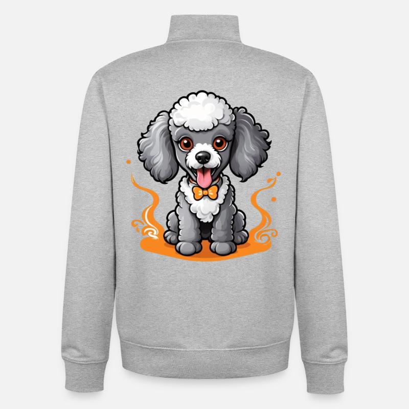 Caniche pimpant - Sweat zippé unisexe en coton bio Stanley/Stella - gris chiné