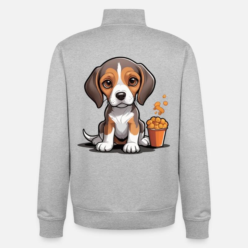 Beagle Snack Time - Unisex Organic Zip Sweatshirt von Stanley/Stella - Grau meliert