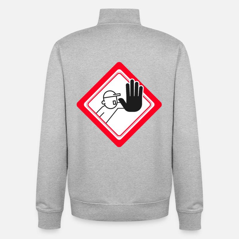 Unauthorized access prohibited Prohibition signs - Unisex Organic Zip Sweatshirt by Stanley/Stella - heather grey