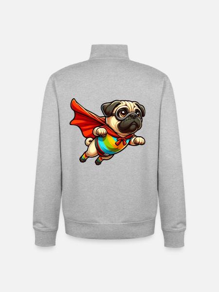 Superhelden-Mops - Unisex Organic Zip Sweatshirt von Stanley/Stella - Grau meliert