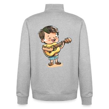 Ukulele Junge Grafik - Unisex Organic Zip Sweatshirt von Stanley/Stella - Grau meliert - Hinten - AI Model Male 185 light (185cm)