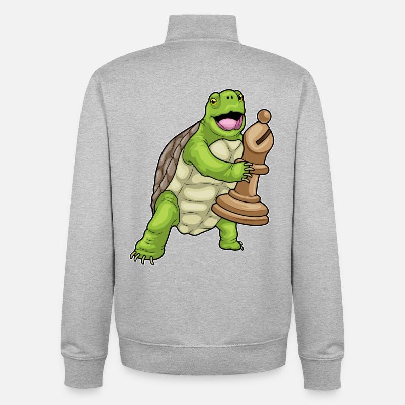 Turtle Chess Piece Bishop Chess - Unisex Organic Zip Sweatshirt by Stanley/Stella - heather grey