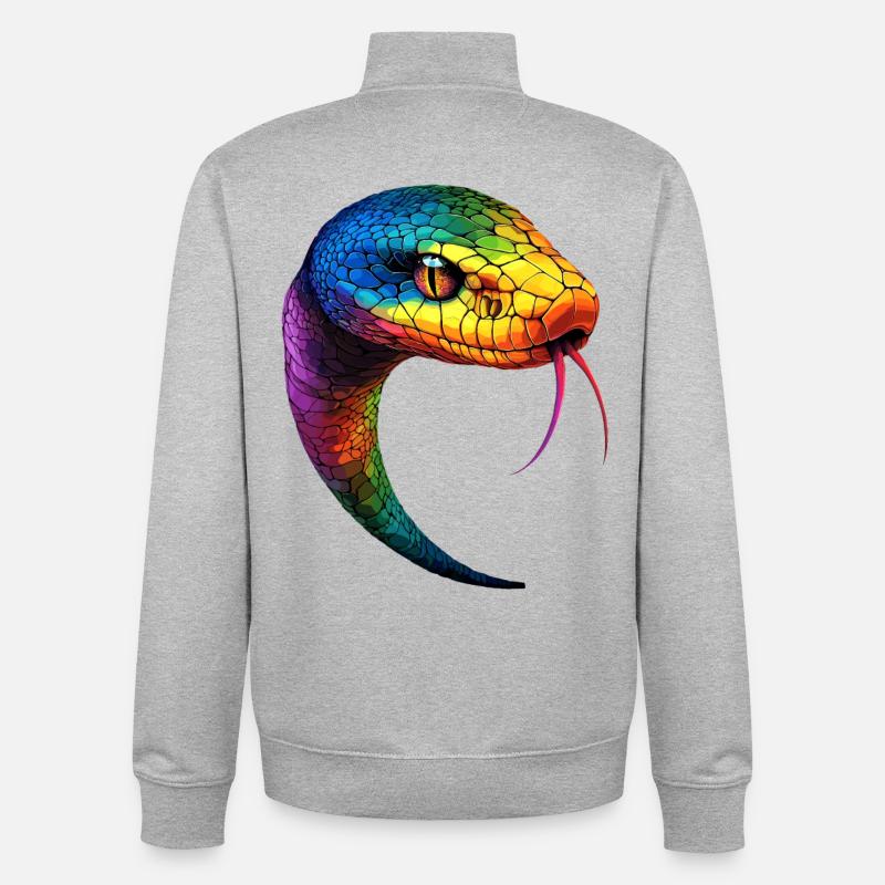 Schlange Python Kobra Mamba Klapperschlange Snake - Unisex Organic Zip Sweatshirt von Stanley/Stella - Grau meliert