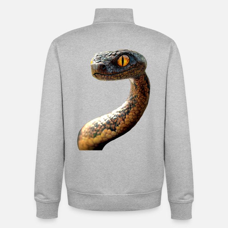 Schlange Python Kobra Mamba Klapperschlange Snake - Unisex Organic Zip Sweatshirt von Stanley/Stella - Grau meliert