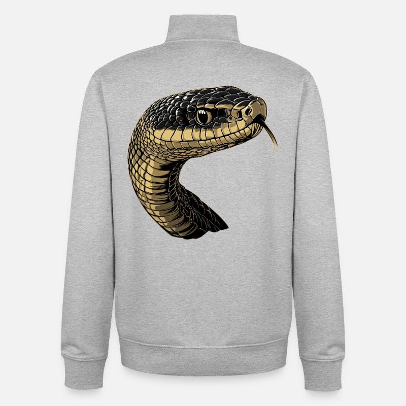 Schlange Python Kobra Mamba Klapperschlange Snake - Unisex Organic Zip Sweatshirt von Stanley/Stella - Grau meliert