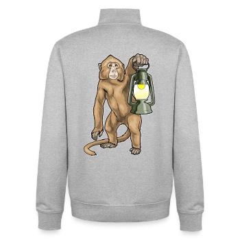 Affe Laterne - Unisex Organic Zip Sweatshirt von Stanley/Stella - Grau meliert - Hinten - AI Model Male 185 light (185cm)