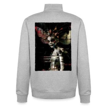 Dark Fairy Fairycore Cybergoth Glitch Graphics - Unisex Organic Zip Sweatshirt by Stanley/Stella - heather grey - Back - AI Model Male 185 light (185cm)