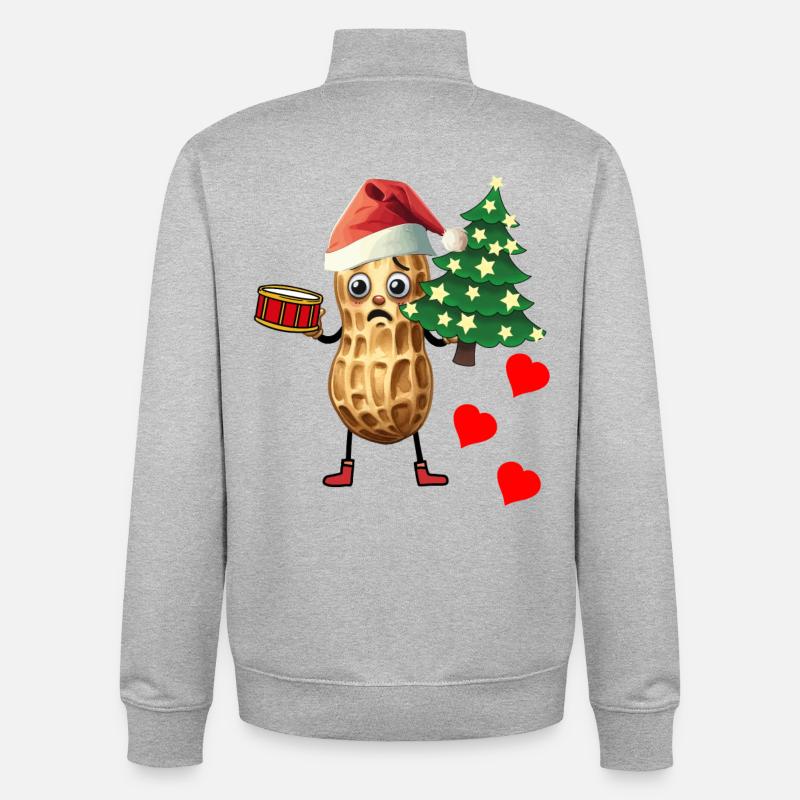 cacahuète sincère Noël voeux Noël - Sweat zippé unisexe en coton bio Stanley/Stella - gris chiné