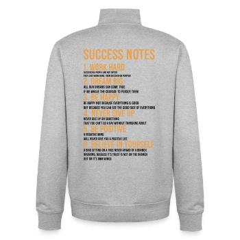success notes - Sweat zippé unisexe en coton bio Stanley/Stella - gris chiné - Dos - AI Model Male 185 light (185cm)