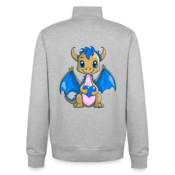 Dragon Dragon Enfants Enfant Bébé Coeur - Sweat zippé unisexe en coton bio Stanley/Stella - gris chiné - Dos - AI Model Male 185 light (185cm)