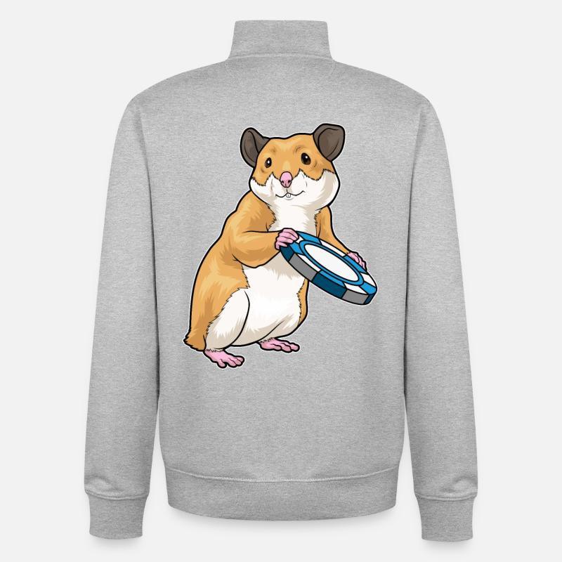 Hamster Poker Pokerchips - Unisex Organic Zip Sweatshirt von Stanley/Stella - Grau meliert