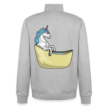 Unicorn Bathing Bathtub - Unisex Organic Zip Sweatshirt by Stanley/Stella - heather grey - Back - AI Model Male 185 light (185cm)