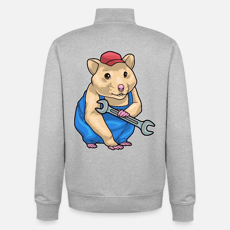 Clé mécanique hamster - Sweat zippé unisexe en coton bio Stanley/Stella - gris chiné
